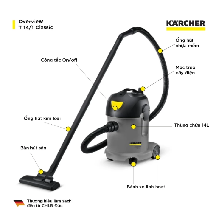 Máy hút bụi khô công nghiệp Kacher T14/1 Classic